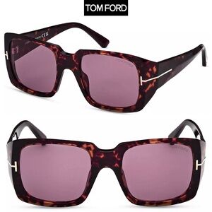 TOM FORD RYDER-02 TF1035 52Y SHINY TOKYO TORTOISE/VIOLET SQUARE SUNGLASSES. 51mm